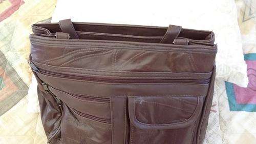 *******LEATHER PATCH BROWN HANDBAG******