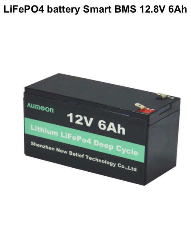 Aumoon 12V-6A LiFePo4 Battery with Smart BMS