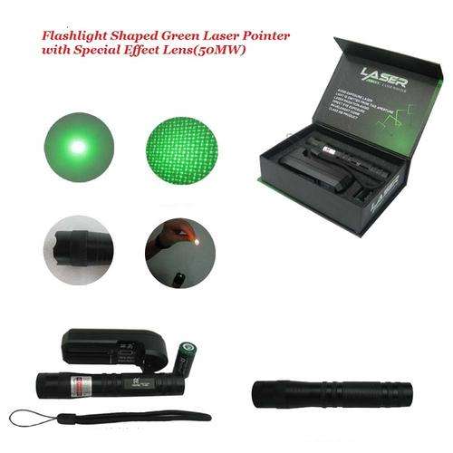 HJ885 Flashlight Shaped Green Laser Pointer with Special Effect Lens (50MW, 1x16340, 1xCR123A)