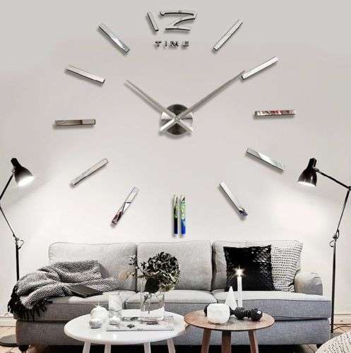 Luxury DIY 3D Wall Clock Large Size Mirrors Surface Home Decoration Art Clock