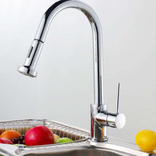 Brass Pull out Shower spray swivel kitchen basin mixer tap sink Laundry faucet