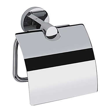 Contemporary Chrome Finish Solid Brass Wall Mount Silver Toilet Roll Holders