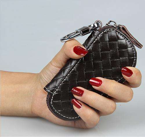 (Free shipping)Genuine Leather Car Key Bag Leisure Zippered Bag