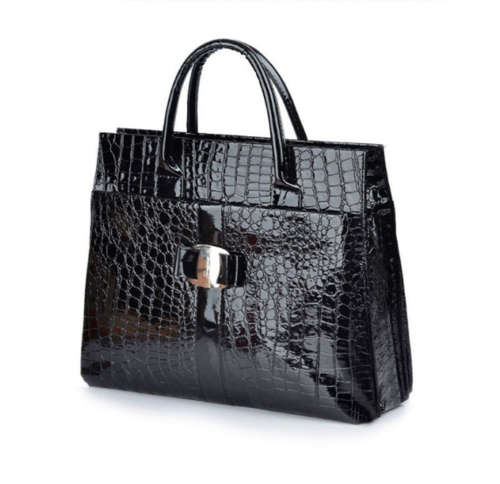 Black & Red Women Handbag OL Lady Crocodile Pattern Tote Bag