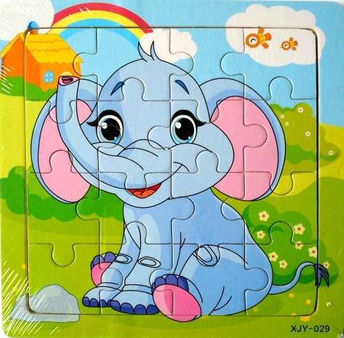 Elephant - Cute Kids Wooden Puzzles - 16 pieces - fun toys and games for children