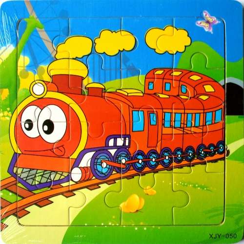 Train - Cute Kids Wooden Puzzles - 16 pieces - fun toys and games for children