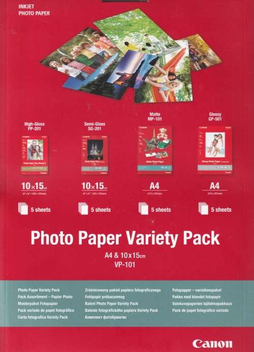 Canon PIXMA Photo Paper Variety Pack (A4 + 10 x 15cm) - VP-101