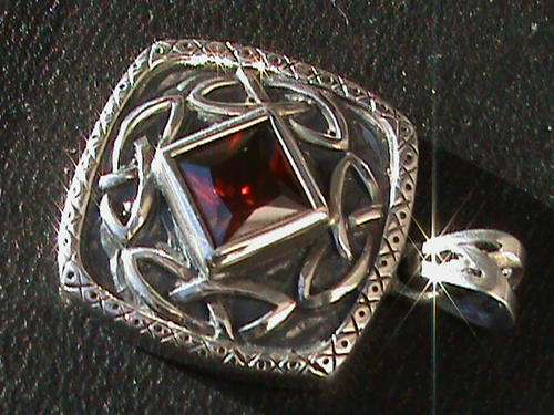 STERLING SILVER WITH RED CUBIC ZIRCONIA PENDANT