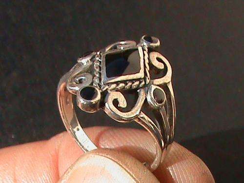 STERLING SILVER RING WITH BLACK, ...SIZE M