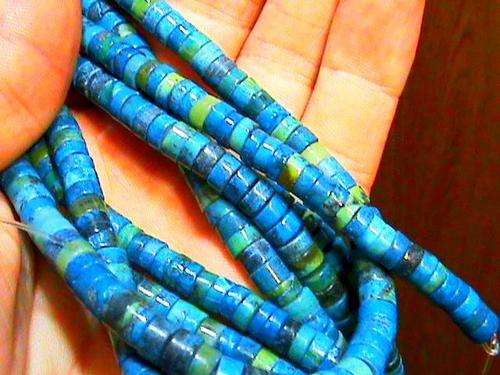 CRYSOCOLLA + AZURITE + MALACHITE BEADS