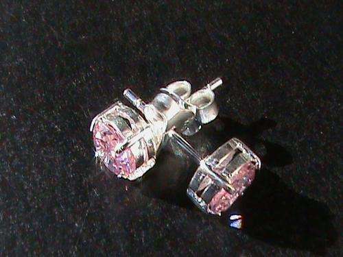 LIGHT PINK CUBIC ZIRCONIA STUD EARINGS IN STERLING SILVER