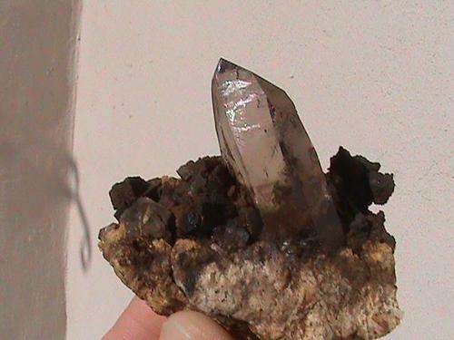 EXCELLENT LARGE SMOKEY CRYSTAL ON FELDSPAR MATRIX....ZOMBA, MALAWI