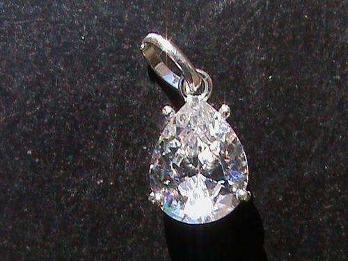 STERLING SILVER WHITE CUBIC ZIRCONIA TEARDROP PENDANT