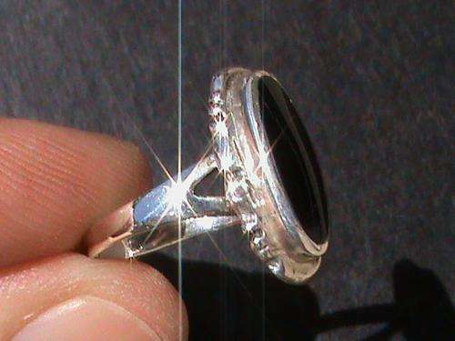 STERLING SILVER RING WITH BLACK STONE....SIZE M