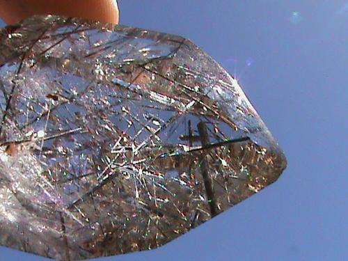 AA-GRADE POLISHED CRYSTAL WITH BLACK TOURMALINE AND RUTILE.!!
