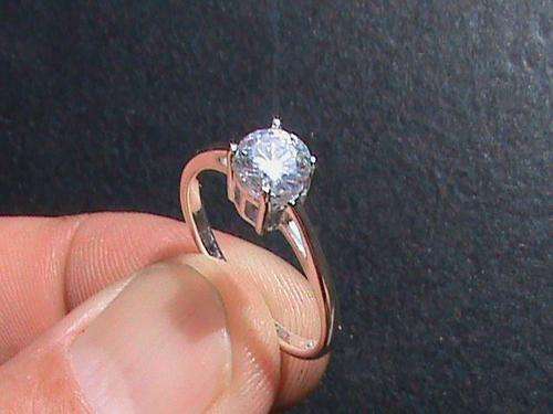 SOLID STERLING SILVER SOLITAIRE CUBIC ZIRCONIA RING...SIZE...N