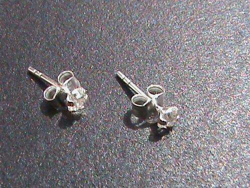 WHITE CZ STUDS IN STERLING SILVER, 3MM STONES
