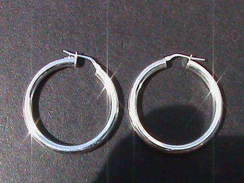 SOLID STERLING SILVER HOOP EARRINGS
