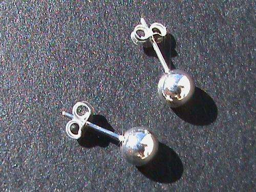 STERLING SILVER BALL STUD EARRINGS...6MM