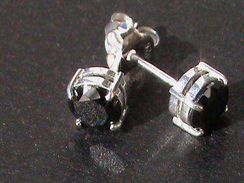 STERLING SILVER STUD EARRINGS WITH BLACK CUBIC ZIRCONIAS