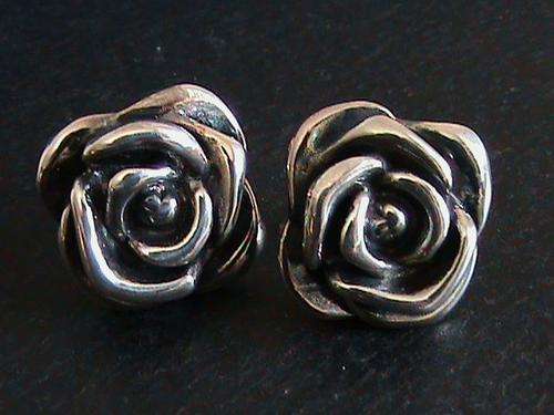 STERLING SILVER ROSE EARRINGS....STUDS