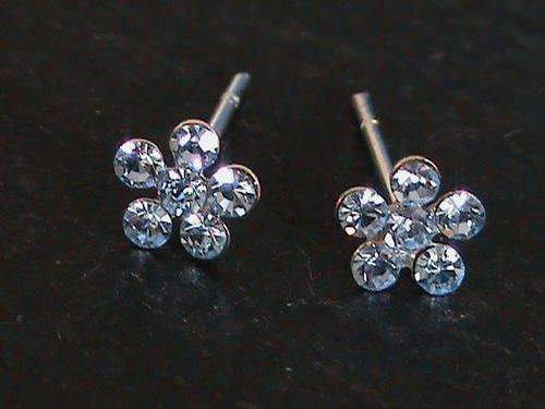 STERLING SILVER STUD EARRINGS....BLUE CRYSTAL STONES