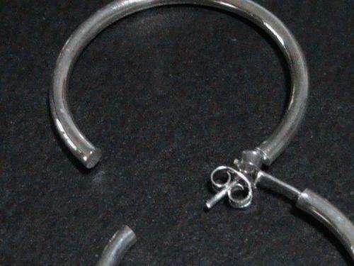 LARGE STERLING SILVER HOOP STUD EARRINGS