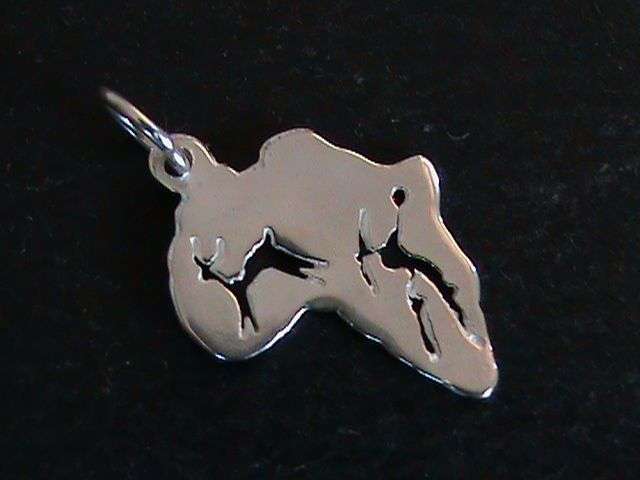 SOLID STERLING SILVER AFRICA  CHARM / PENDANT