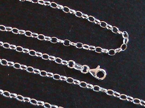 STERLING SILVER CHAIN.   70 CM LONG OVAL LINK