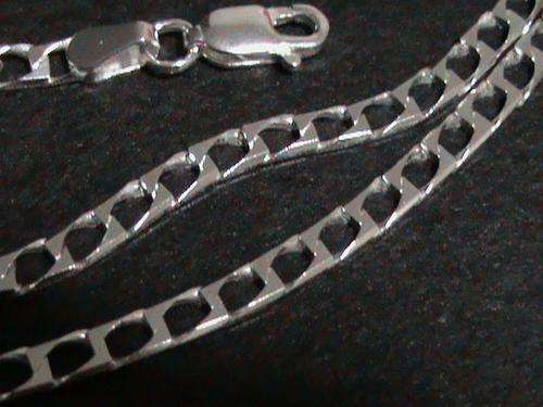 STERLING SILVER FLAT LINK CHAIN.  60 CM LONG.........