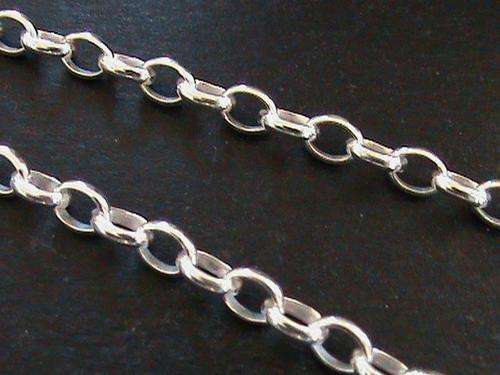 STERLING SILVER OVAL LINK CHAIN.  45 CMM LONG , X 4.3 MM WIDE
