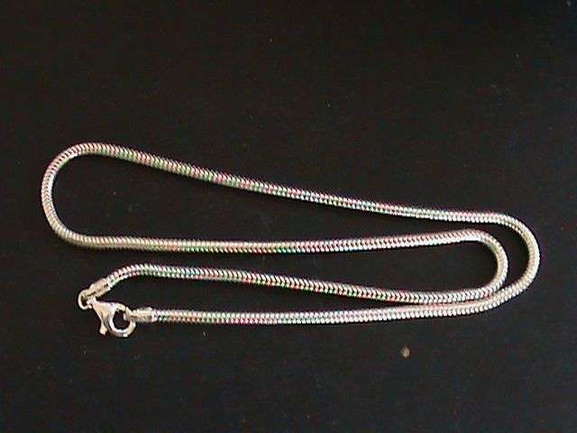 STERLING SILVER SNAKE CHAIN. 42 CM LONG. 1.8 MM THICK