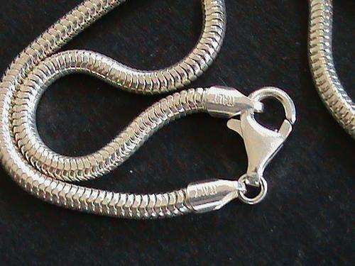 55 CM LONG STERLING SILVER SNAKE CHAIN. 3 MM THICK