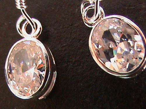SOLID STERLING SILVER EARRINGS, SET WITH CUBIC ZIRCONIA STONES