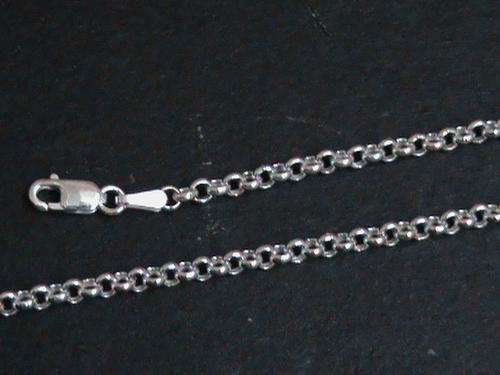 SOLID STERLING SILVER CHAIN.  ROUND LINKS .......... 70 CM LONG