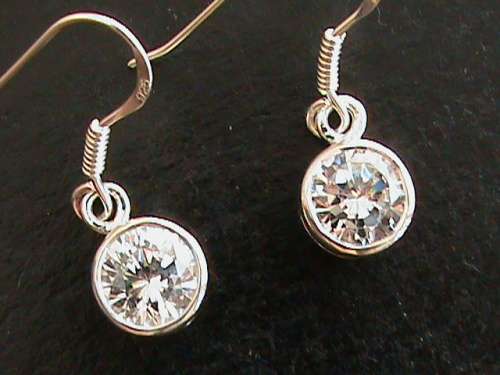 SOLID STERLING SILVER CZ EARRINGS
