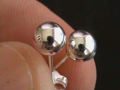 ROUND BALL STUDS IN SOLID STERLING SILVER.   6 MM