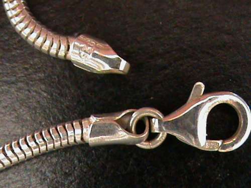 THICK SOLID STERLING SILVER SNAKE CHAIN.   44 CM LONG