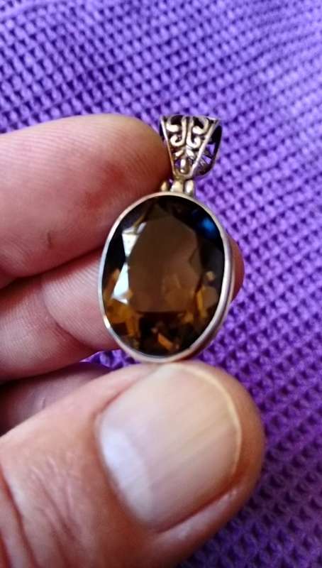 SMOKY QUARTZ PENDANT IN SOLID STERLING SILVER