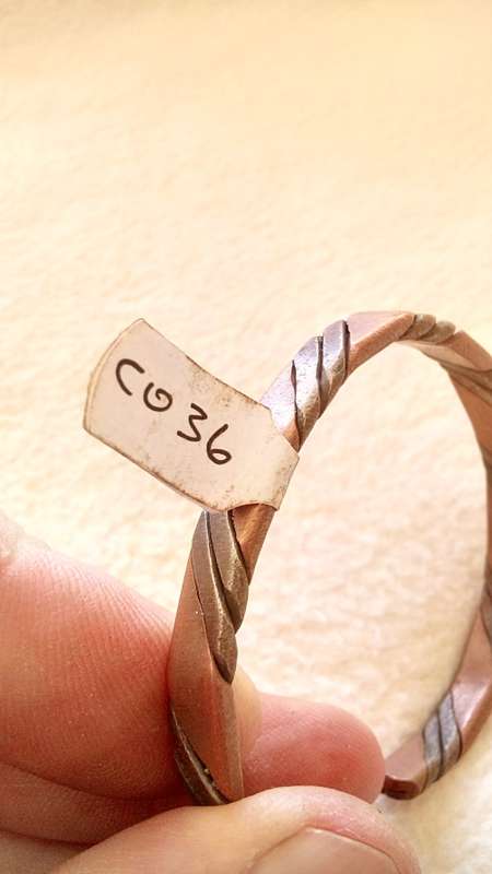 RED COPPER AND METAL WIRE BRACELET.  ADJUSTABLE SIZE.   6.5 MM WIDE