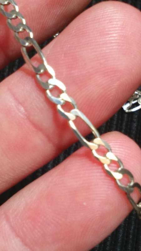 SOLID STERLING SILVER BRACELET.  19CM LONG X 3 MM WIDE.