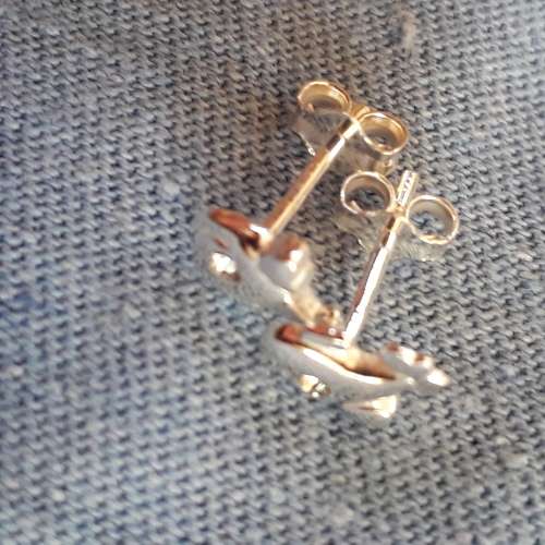 SOLID STERLING SILVER WHALE STUD EARRINGS.