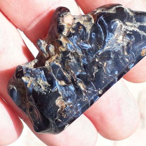 RARE BLUE PIETERSITE TUMBLED / POLISHED STONE.  GOOD REFLECTION AND COLOUR