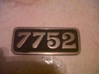 LOCO NUMBER 7752 PLATE 60MM X 25MM