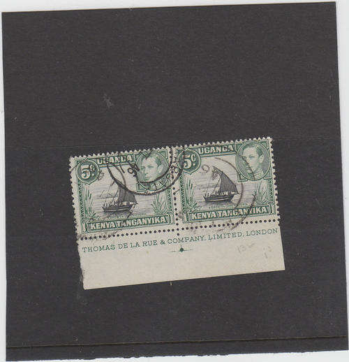British East Africa, pair used with printers name on sheetside