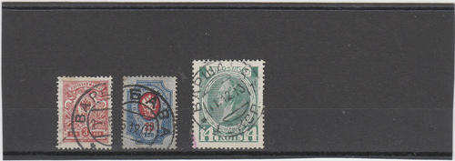 Poland, 3 imperial russian stamps with "Warschawa" postmark