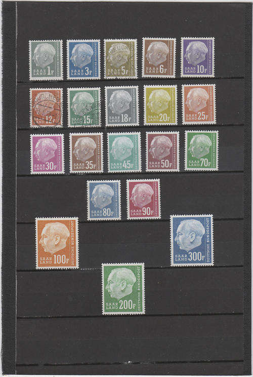 Saargebiet, 1957 2nd Pr Heuss issue set MH, 3 are used