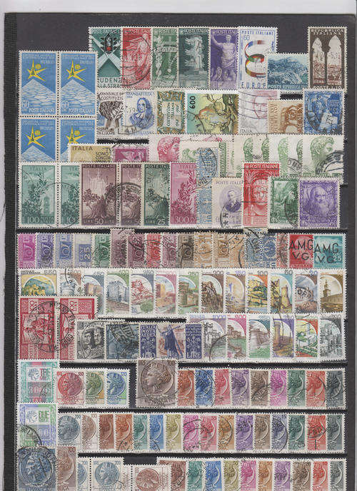Italy, leftovers used, Italia definitives watermarks and printings