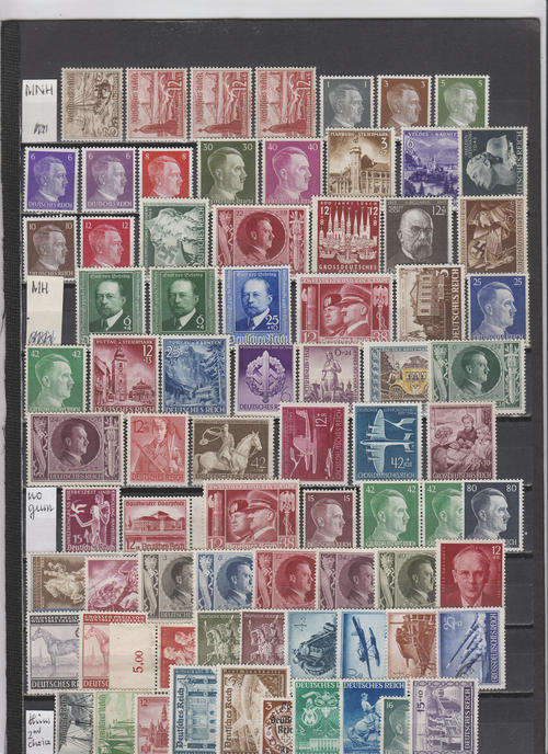Germany, leftovers MH, MNH,and unused (=no gum), bottom row2nd choice.