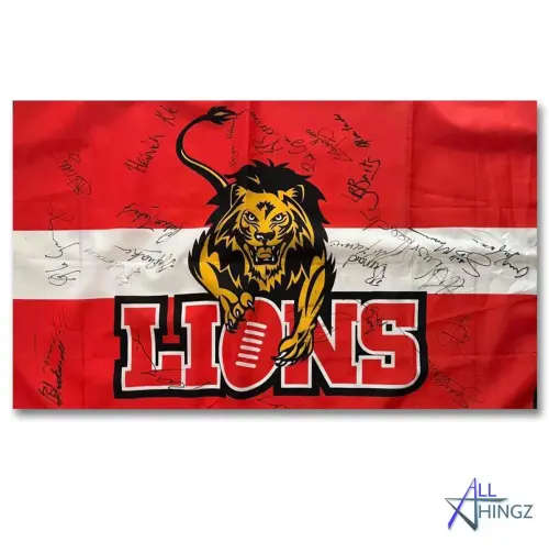 SIGNED LIONS RUGBY FLAG